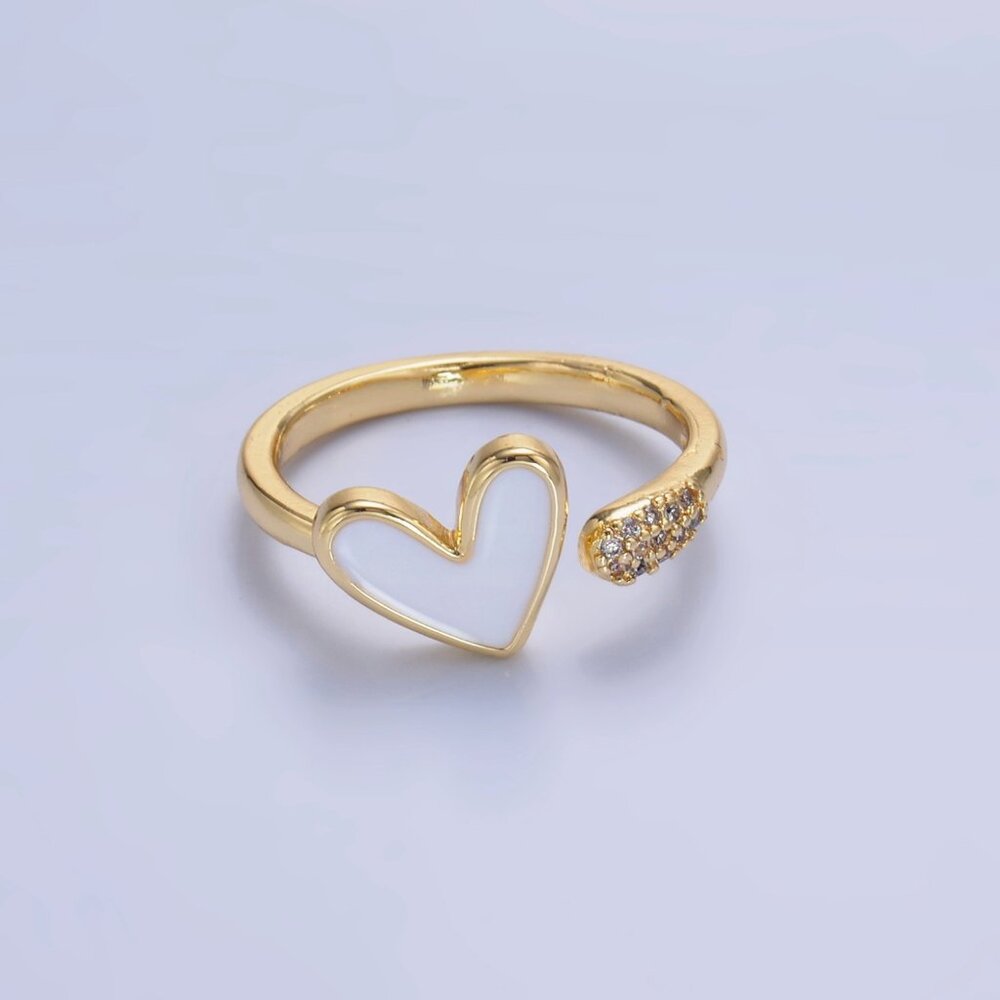 Dainty White Gold Heart Ring Adjustable Ring White Heart Ring One Size Fits Most